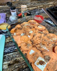 layering scalloped sweet potatoes 