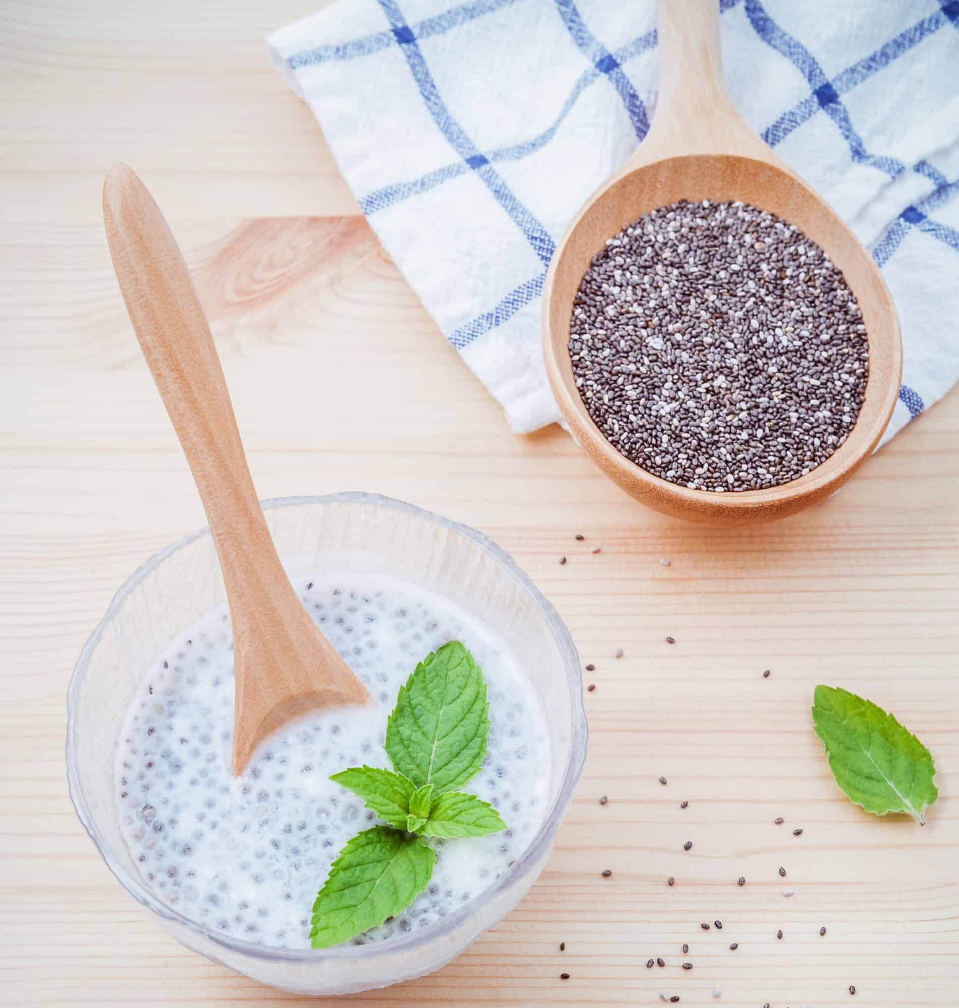 chia seeds and plant milk for vegan treat