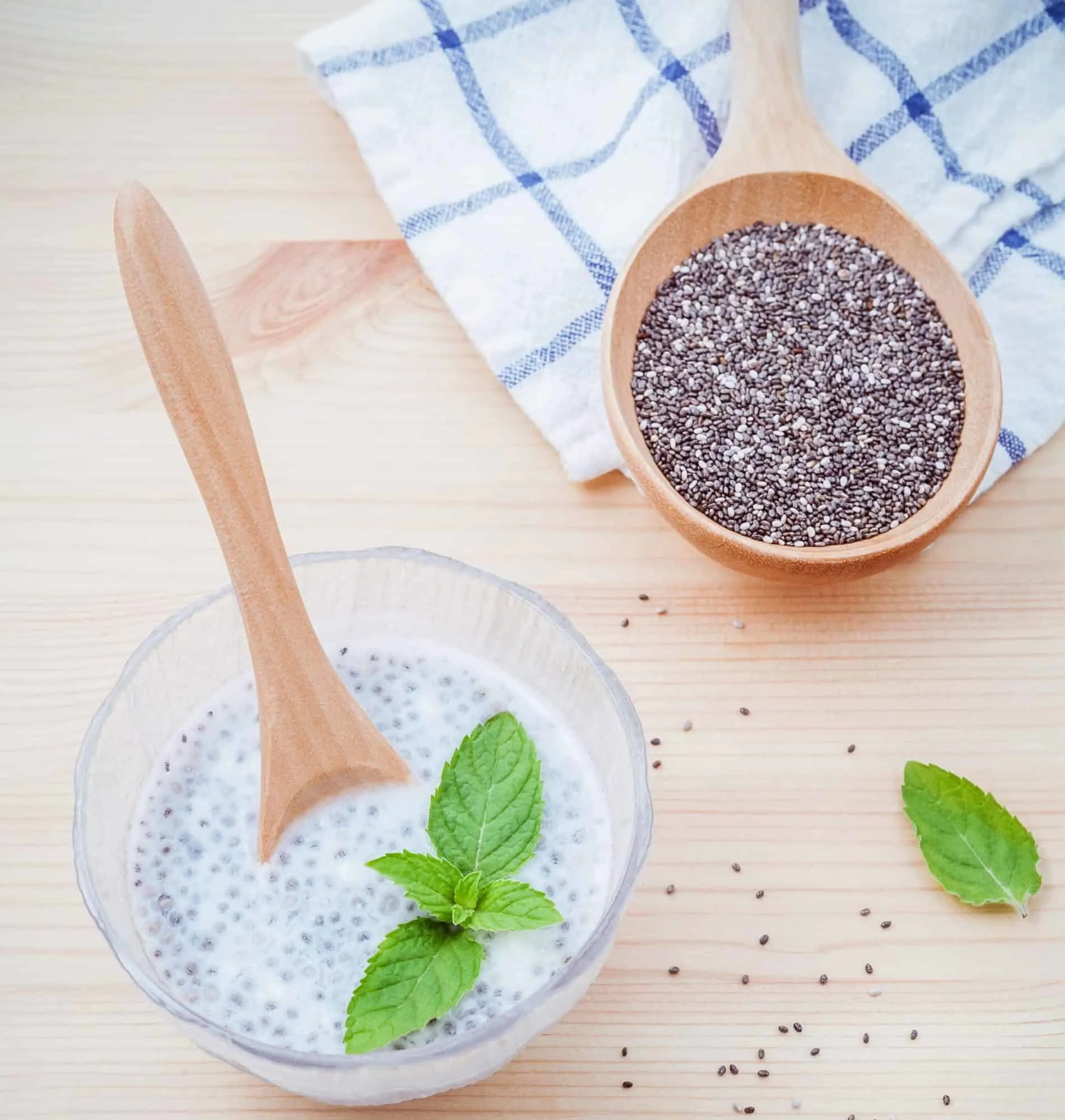 chia seeds and plant milk for vegan treat