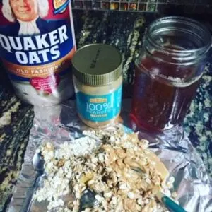 ingredients for no-bake honey oat peanut butter balls