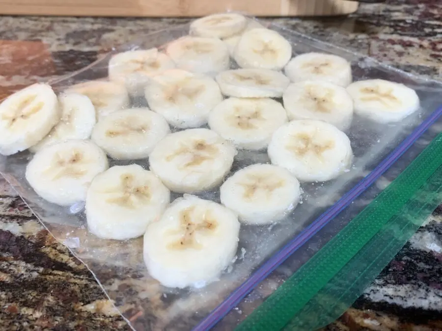 sliced bananas in plastic bag