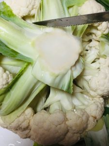 chopping cauliflower